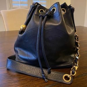 Chanel black bucket bag